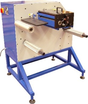 Daco DTR label rewinder with rotary scissor slitting.