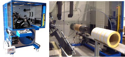 Daco Combi turret rewinder for fast efficient rewinding of labels with auto core, tail gluing and roll eject